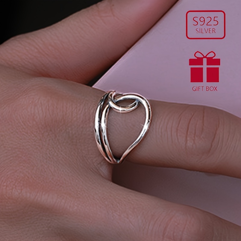 S925 Sterling Silver Double Layer Irregular Cross Ring